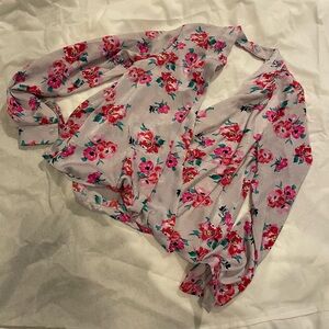 Lush Floral Satin Blouse with Red and Pink Accents